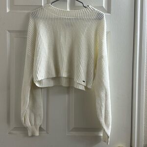 White Hollister Cropped Sweater Size Medium